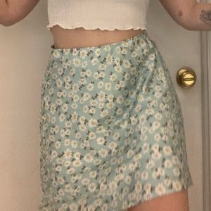 light blue skirt with flowers